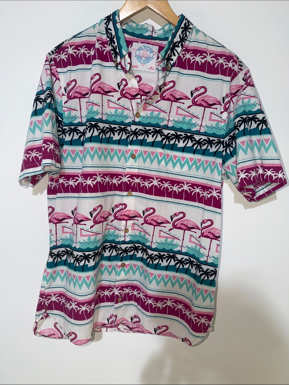 Chubbies The Nutter Flamingo Hawaiian Shirt Button up Beach Tropical large
